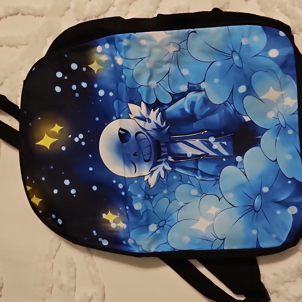 Blue and Black Graphic Backpack